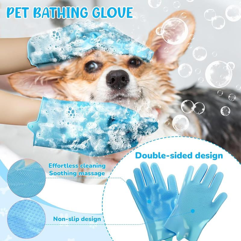 Complete Dog Bath Brush & Grooming Kit - All-in-One Shedding Slicker Brush and Massage Tool for Dogs, Cats & Rabbits | Easy-Clean Design for Healthy, Shiny Coats and Stress-Free Bathing