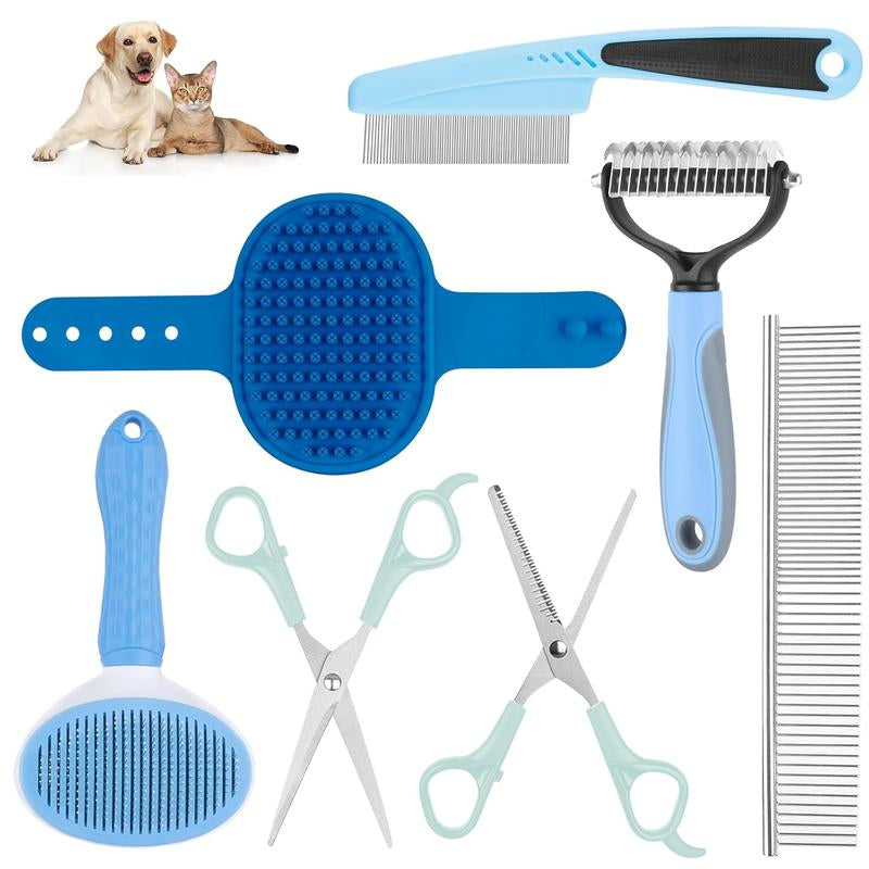 Complete Dog Bath Brush & Grooming Kit - All-in-One Shedding Slicker Brush and Massage Tool for Dogs, Cats & Rabbits | Easy-Clean Design for Healthy, Shiny Coats and Stress-Free Bathing