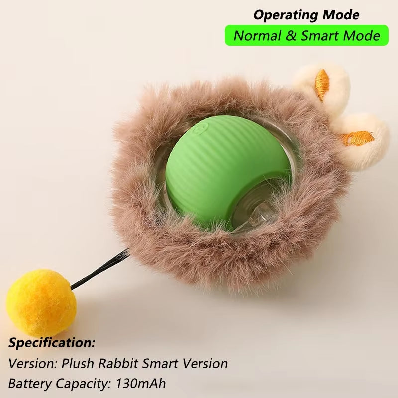 Interactive Rechargeable Cat Toy - Automatic Rolling Ball with Tail for Engaging Play