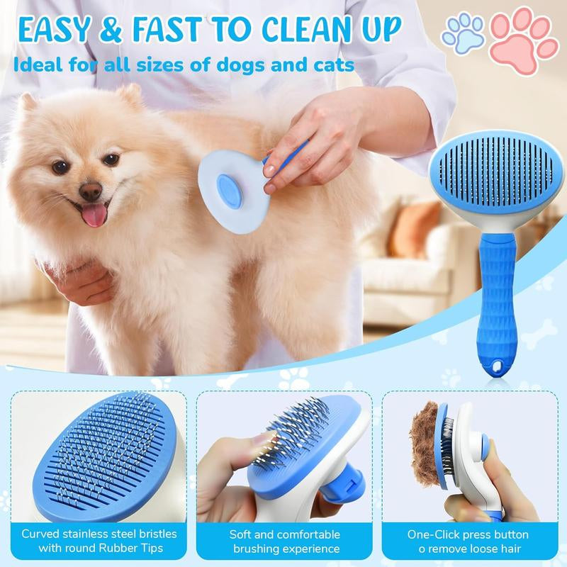Complete Dog Bath Brush & Grooming Kit - All-in-One Shedding Slicker Brush and Massage Tool for Dogs, Cats & Rabbits | Easy-Clean Design for Healthy, Shiny Coats and Stress-Free Bathing