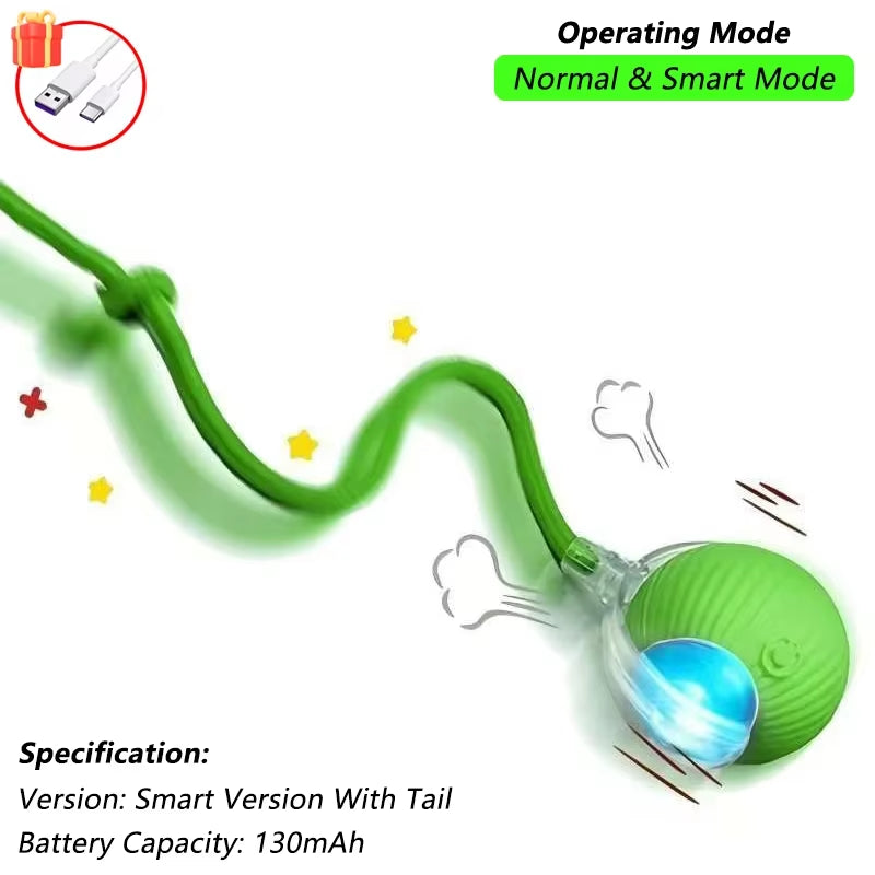Interactive Rechargeable Cat Toy - Automatic Rolling Ball with Tail for Engaging Play