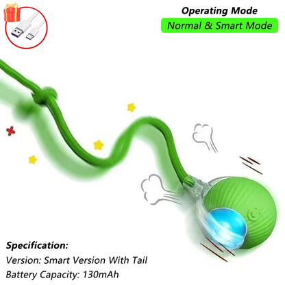 Interactive Rechargeable Cat Toy - Automatic Rolling Ball with Tail for Engaging Play