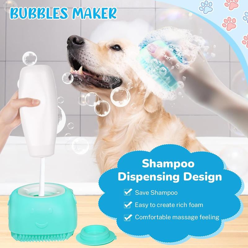 Complete Dog Bath Brush & Grooming Kit - All-in-One Shedding Slicker Brush and Massage Tool for Dogs, Cats & Rabbits | Easy-Clean Design for Healthy, Shiny Coats and Stress-Free Bathing